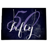 50誕生日または記念日 |紫と白 ラージペーパーバッグ (正面)