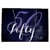 50誕生日または記念日 |紫と白 ラージペーパーバッグ (裏面)