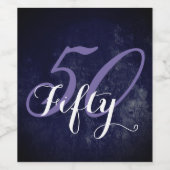 50誕生日または記念日 |紫と白 ワインラベル (シングルラベル)