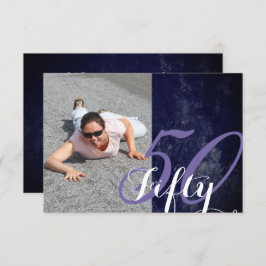 50誕生日または記念日 |紫と白 招待状