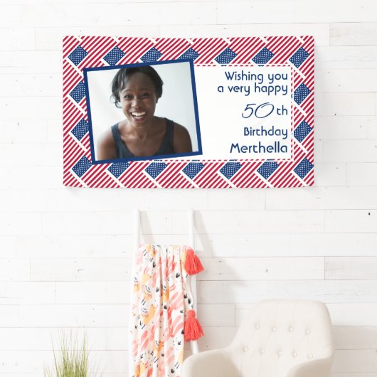 50誕生日アメリカ国旗の写真 横断幕 (インサイチュ)