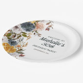 50誕生日イエローネイビーブルーフローラへようこそ ペーパープレート (アングル)