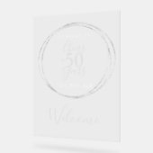 50誕生日ウェルカム応援50年パーティー アクリルサイン (傾斜)
