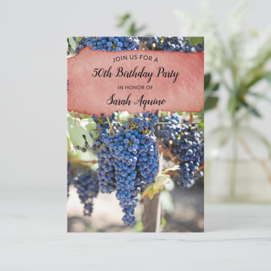 50誕生日ウオーターカラーワインステインワイナリー 招待状 (スタンド正面)