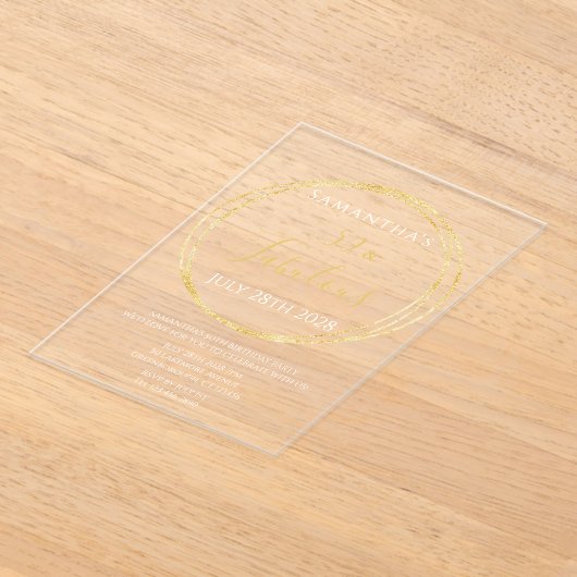 50誕生日エレガントシック誕生日パーティー アクリル招待状 (レイダウン)