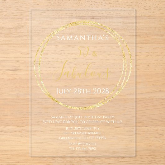 50誕生日エレガントシック誕生日パーティー アクリル招待状 (正面)