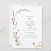 50誕生日エレガントワイルドフラワーフローラ水彩 招待状 (正面)