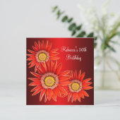 50誕生日エレガント赤い花 招待状 (スタンド正面)