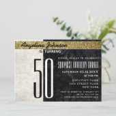 50誕生日エレガント金ゴールド白大理石 招待状 (スタンド正面)