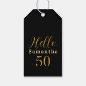 50誕生日エレガント黒パーソナライズされた金ゴールド ギフトタグ (裏面)