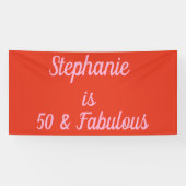50誕生日オレンジカスタムピンクトレンディー2025 横断幕 (横)