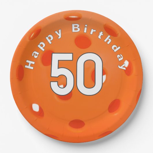 50誕生日オレンジピックボール ペーパープレート (正面)