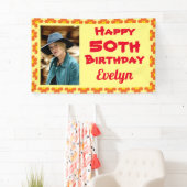 50誕生日オレンジ花写真 横断幕 (インサイチュ)