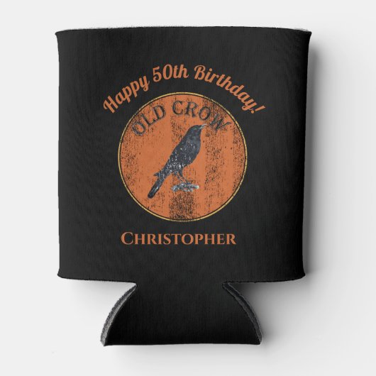 50誕生日オールドクロウおもしろいガグオーバーHIll 缶クーラー (正面)