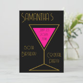 50誕生日カクテルパーティーブラック金ゴールド誕生日 招待状 (スタンド正面)