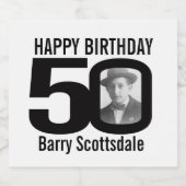 50誕生日カスタム写真名ラベル ビールラベル (シングルラベル)