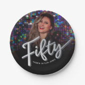 50誕生日カスタム写真銀色 ペーパープレート (正面)