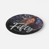 50誕生日カスタム写真銀色 ペーパープレート (アングル)