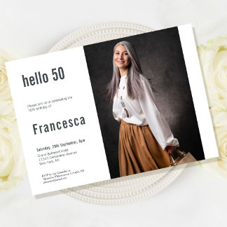 50誕生日カスタム写真Hello 50パーティー 招待状