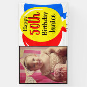 50誕生日カラフル風船の写真 横断幕 (縦)