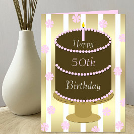 50誕生日カードケーキ(ピンク) カード