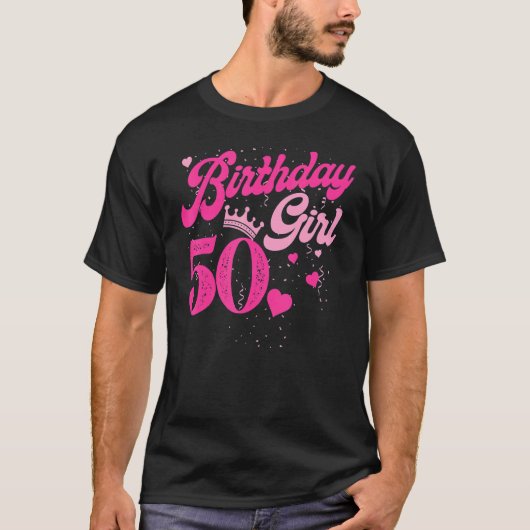 50誕生日ガールクラウン50歳Bday Tシャツ (正面)