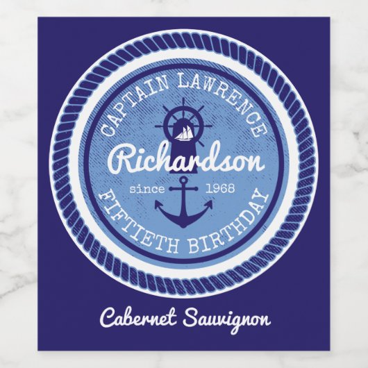 50誕生日キャプテンロー航海のプいかりヘルム ワインラベル (シングルラベル)