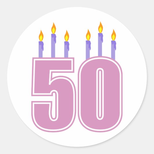 50誕生日キャンドル(ピンク/紫) ラウンドシール (正面)