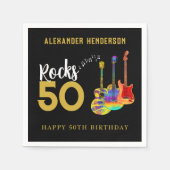 50誕生日ギターロック50名 スタンダードカクテルナプキン (正面)