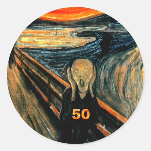 50誕生日ギフト悲鳴50! ラウンドシール (正面)