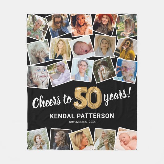 50誕生日ギフト数々の写真 フリースブランケット (正面)