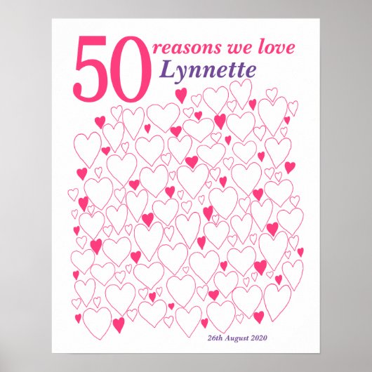 50誕生日ギフトAny Colorゲストブックポスター ポスター (正面)