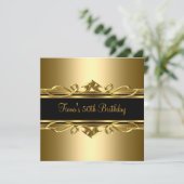 50誕生日クエレガントラス華美金ゴールドブラック2 招待状 (スタンド正面)