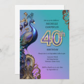 50誕生日クジャク 招待状 (正面/裏面)