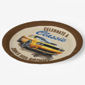 50誕生日クラシックイエローマッスルカー ペーパープレート (アングル)