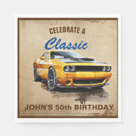 50誕生日クラシックマッスルカー スタンダードランチョンナプキン