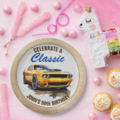 50誕生日クラシックマッスルカー ペーパープレート (パーティー)
