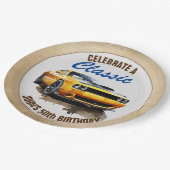 50誕生日クラシックマッスルカー ペーパープレート (アングル)