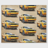 50誕生日クラシックマッスルカー ラッピングペーパー (フラット)