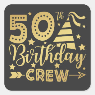 50誕生日クルー50パーティークルー正方形ステッカー スクエアシール