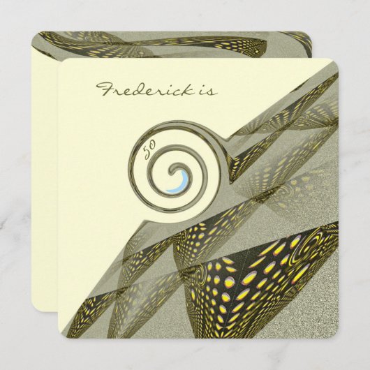 50誕生日グリーン&イエローデザイン 招待状 (正面/裏面)