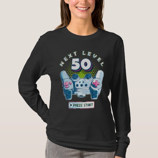 50誕生日ゲーマー次レベル50ゲーミングコントローラー Tシャツ (正面)