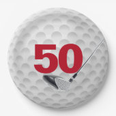 50誕生日ゴルフボールデザイン紙プレート ペーパープレート (正面)