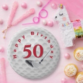 50誕生日ゴルフボールデザイン ペーパープレート (パーティー)