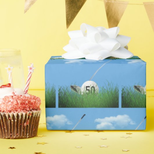 50誕生日ゴルフボール ラッピングペーパー (誕生日パーティー)