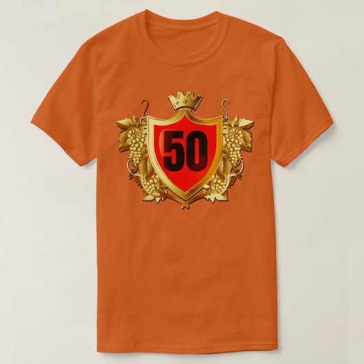 50誕生日ゴールデンクレストクラウンとブドウ Tシャツ (デザイン正面)