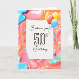 50誕生日サイケデリック3D抽象芸術 カード
