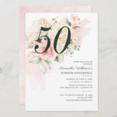50誕生日サプライズパーティーフローラ 招待状 (正面/裏面)
