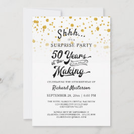 50誕生日サプライズパーティーレトロ金ゴールド紙吹雪 招待状