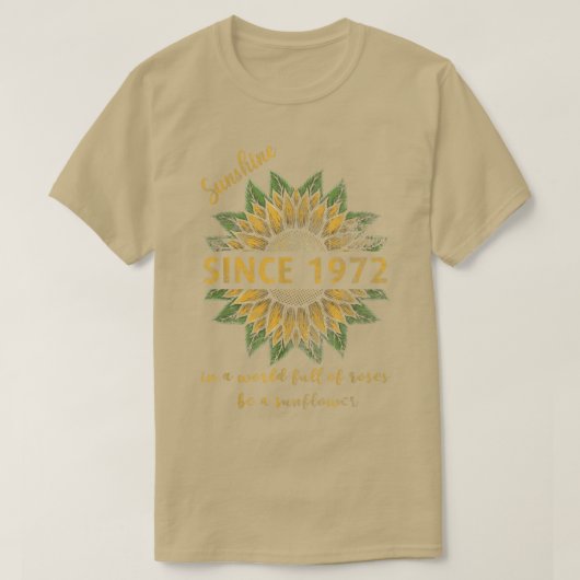 50誕生日サンシャイン1972年以来ひまわりプリント Tシャツ (デザイン正面)